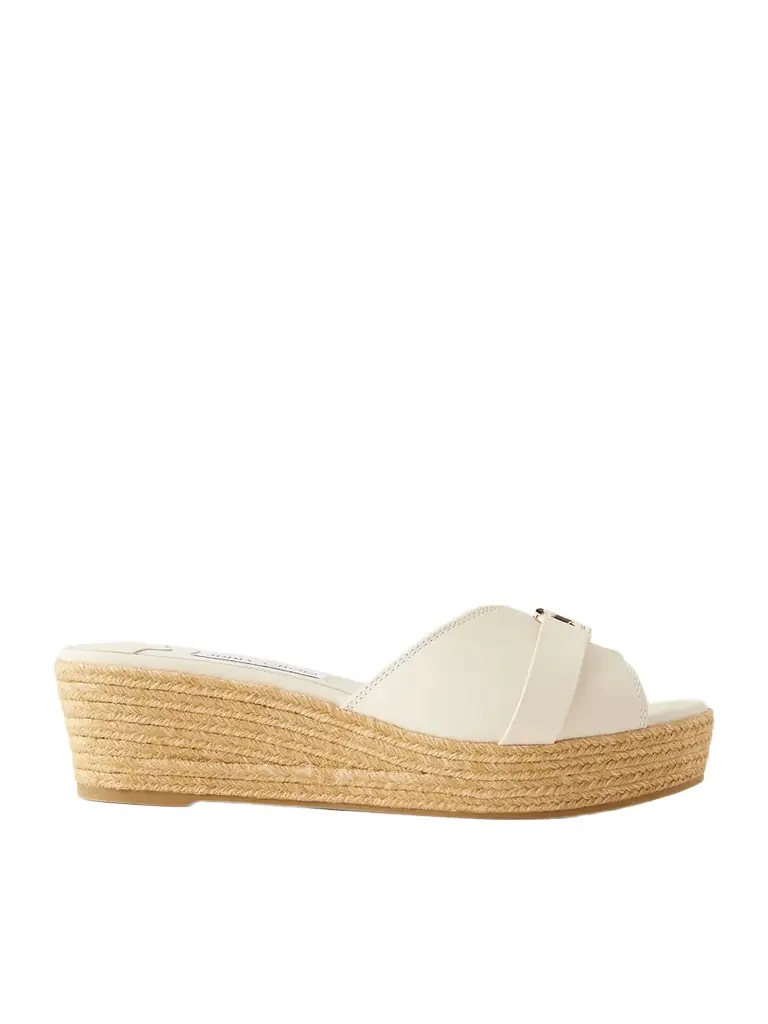 Jimmy Choo Leda Logo-embellished Leather Platform Espadrilles