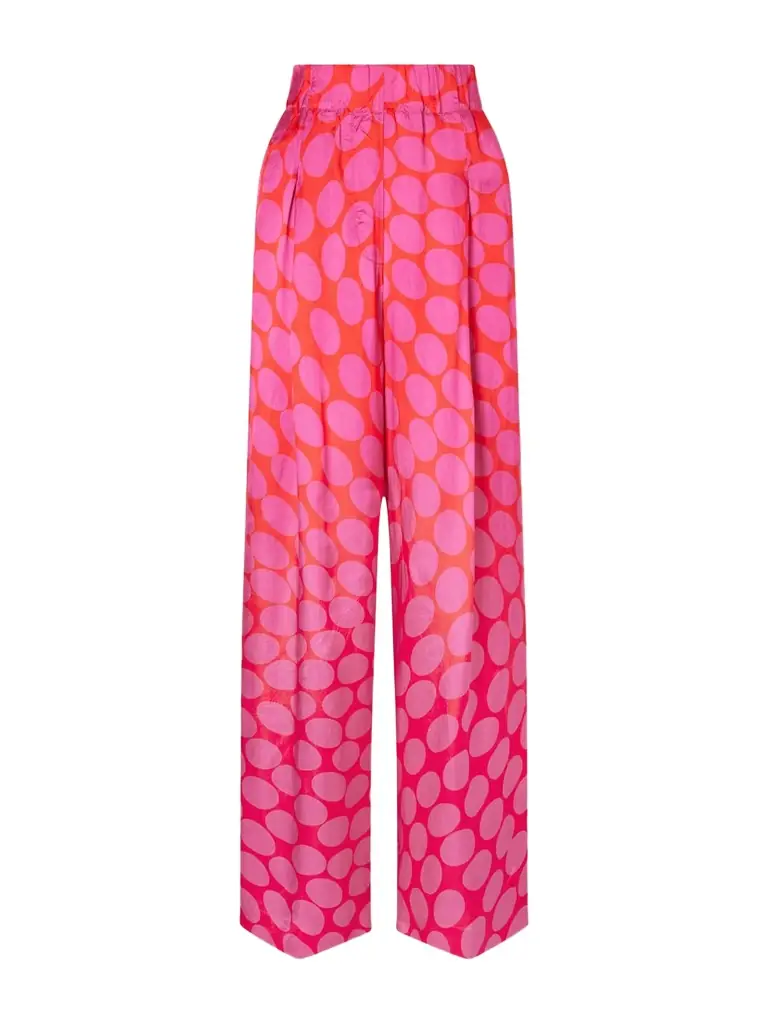 Dries Van Noten Dot-print Satin Wide-leg Pants