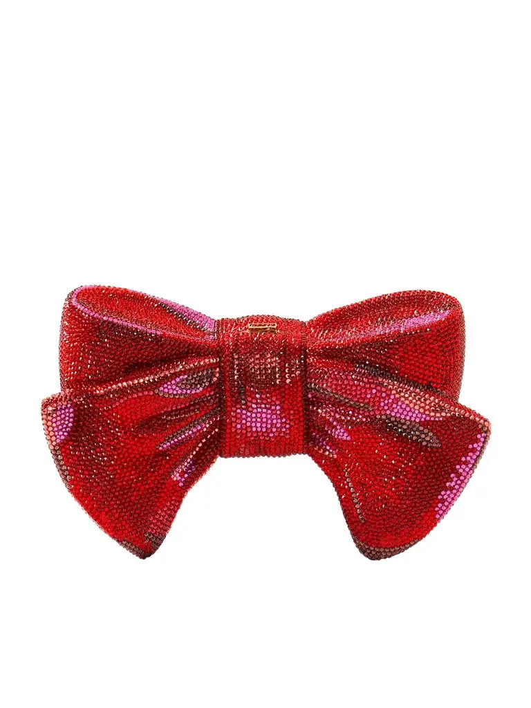 Judith Leiber Couture Bow Just For You Crystal-embellished Gold-tone Clutch