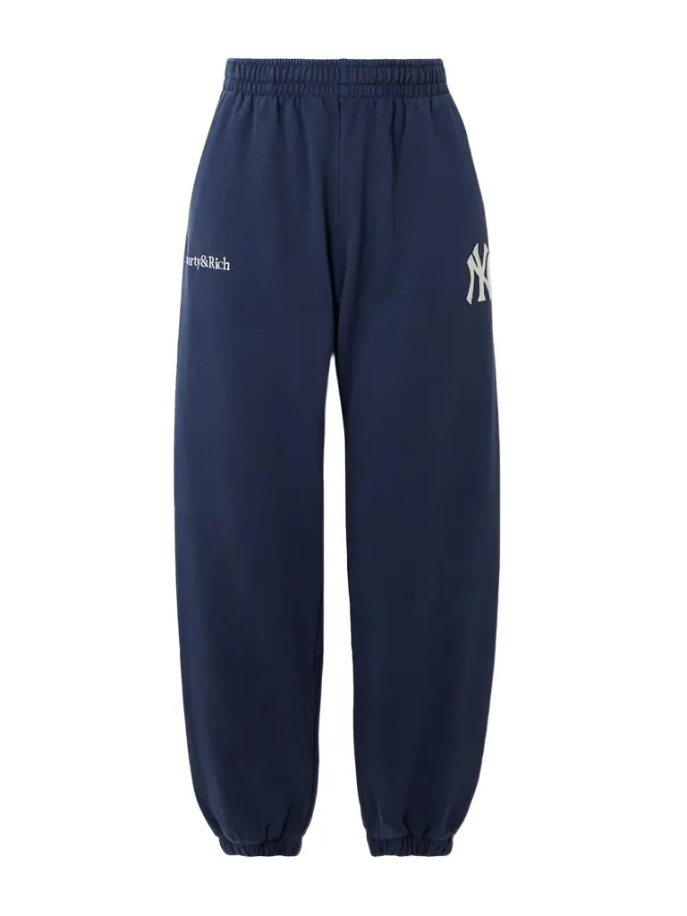 Sporty & Rich + '47 And New York Yankees Appliquéd Embroidered Cotton-jersey Track Pants