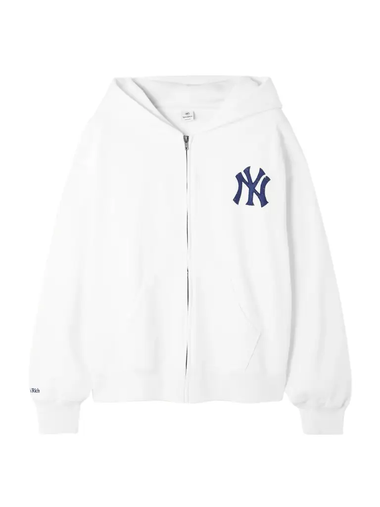 Sporty & Rich + '47 And New York Yankees Appliquéd Cotton-jersey Hoodie
