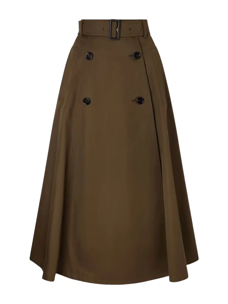 Burberry Belted Cotton Midi Skirt