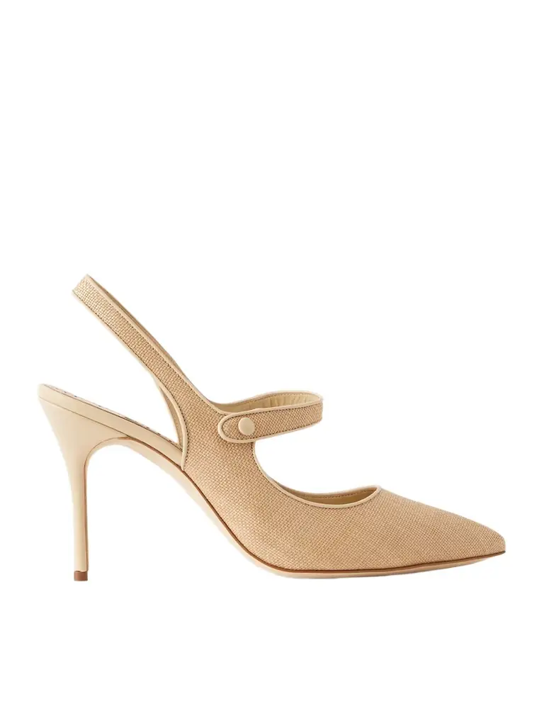 Manolo Blahnik Campari 90 Suede Slingback Pumps