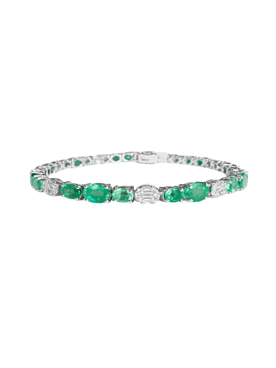 Wish Fine Jewelry 5.45ct Emerald Diamond 18K Gold Tennis Bracelet