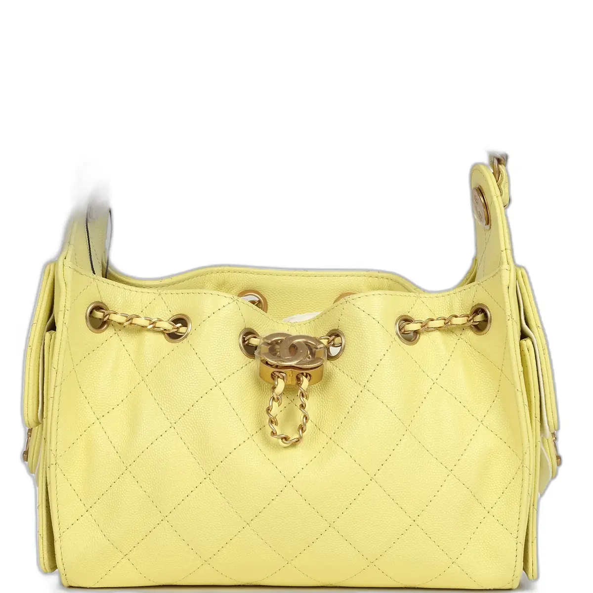 Chanel Chanel Mini 25 Hobo Bag Light Yellow Caviar Antique Gold Hardware