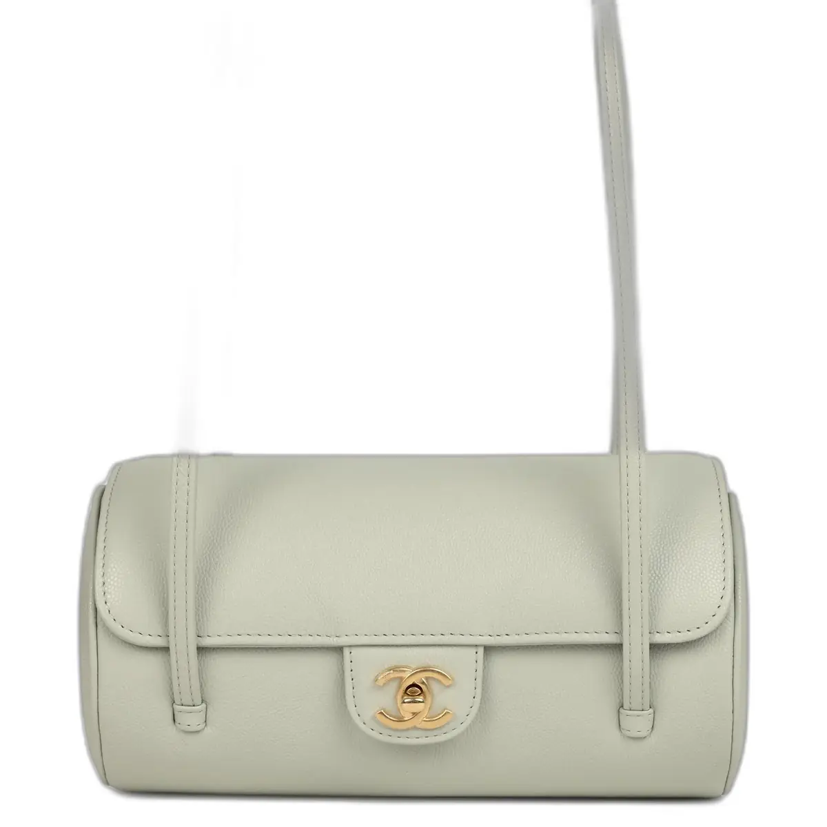 Chanel Chanel Preppy Coco Bowling Bag Light Green Shiny Caviar Brushed Gold Hardware