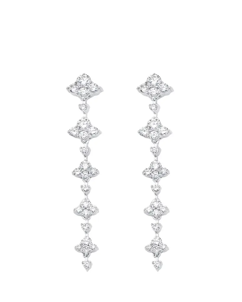 Sara Weinstock 18K White Gold Dujour Five Diamond Dangle Earrings