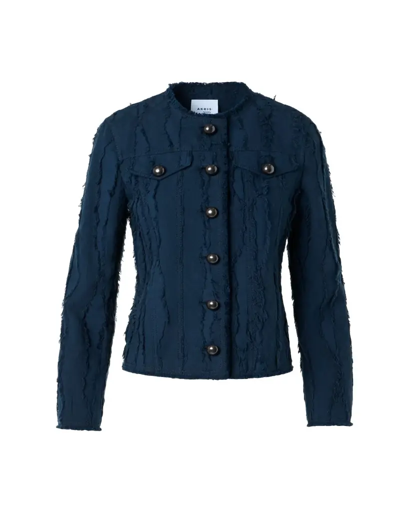 Akris punto Fringed Wave Cotton Jacquard Jacket