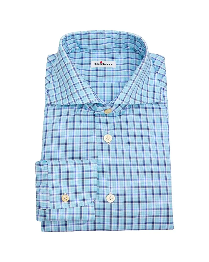 Kiton Men's Cotton Check Classic-Fit Dress Shirt