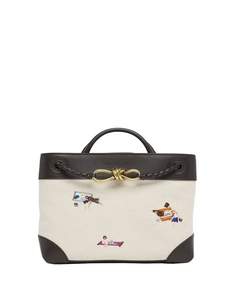 Bottega Veneta Andiamo Small Embroidered Canvas Top-Handle Bag