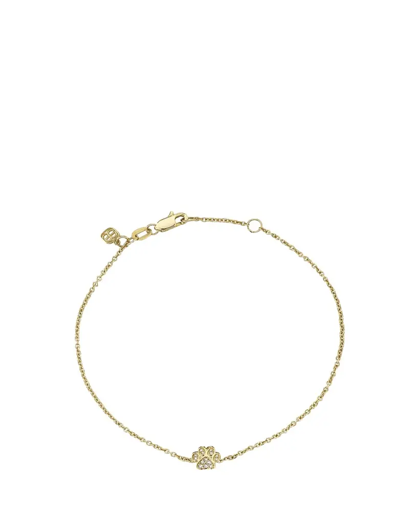 Sydney Evan 14K Gold Diamond Paw Bracelet