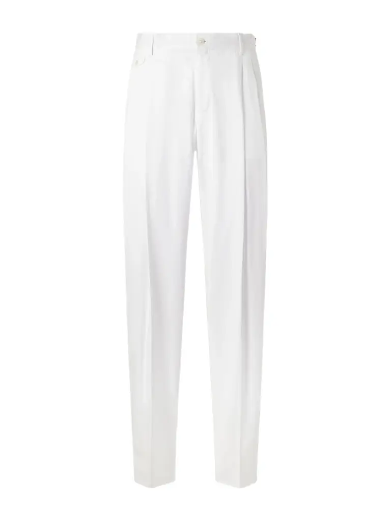 Dolce&Gabbana Straight-Leg Pleated Cotton-Twill Trousers - Men