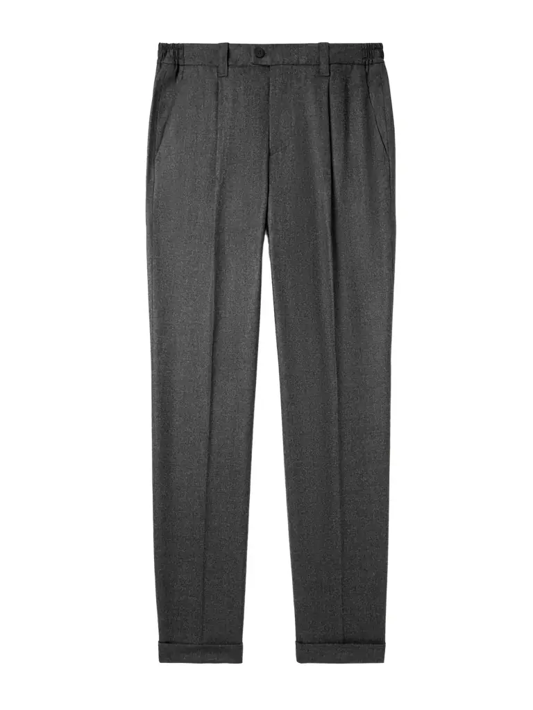 Thom Sweeney Straight-Leg Pleated Wool-Blend Flannel Trousers - Men