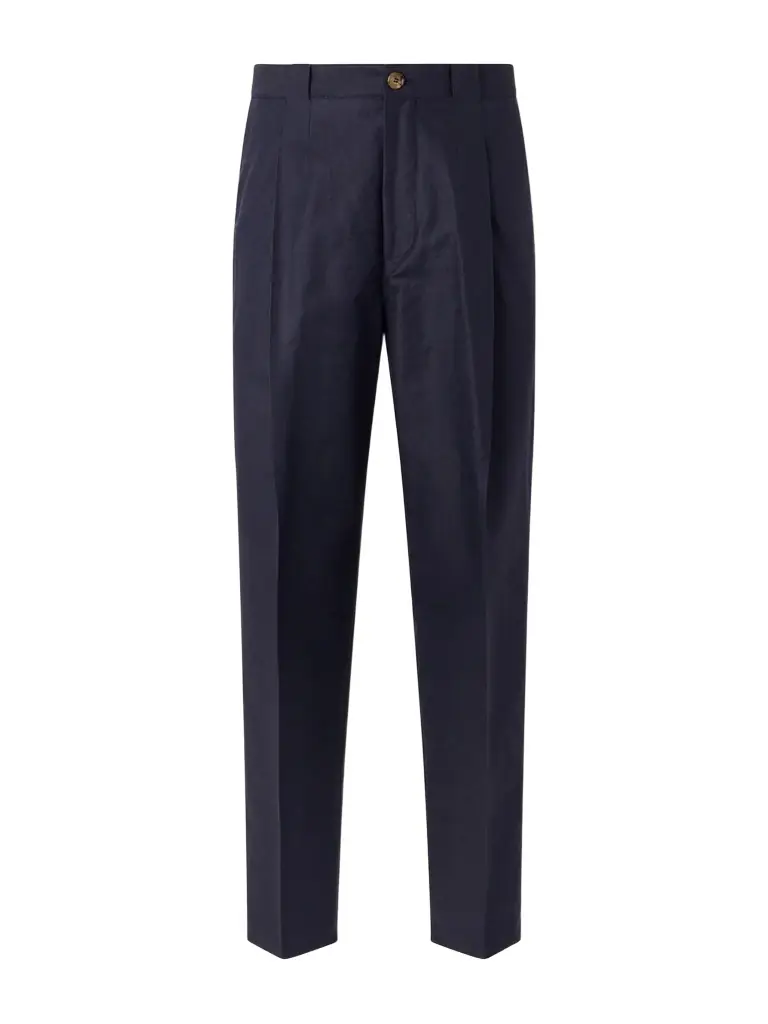 Brunello Cucinelli Tapered Pleated Cotton and Linen-Blend Trousers - Men