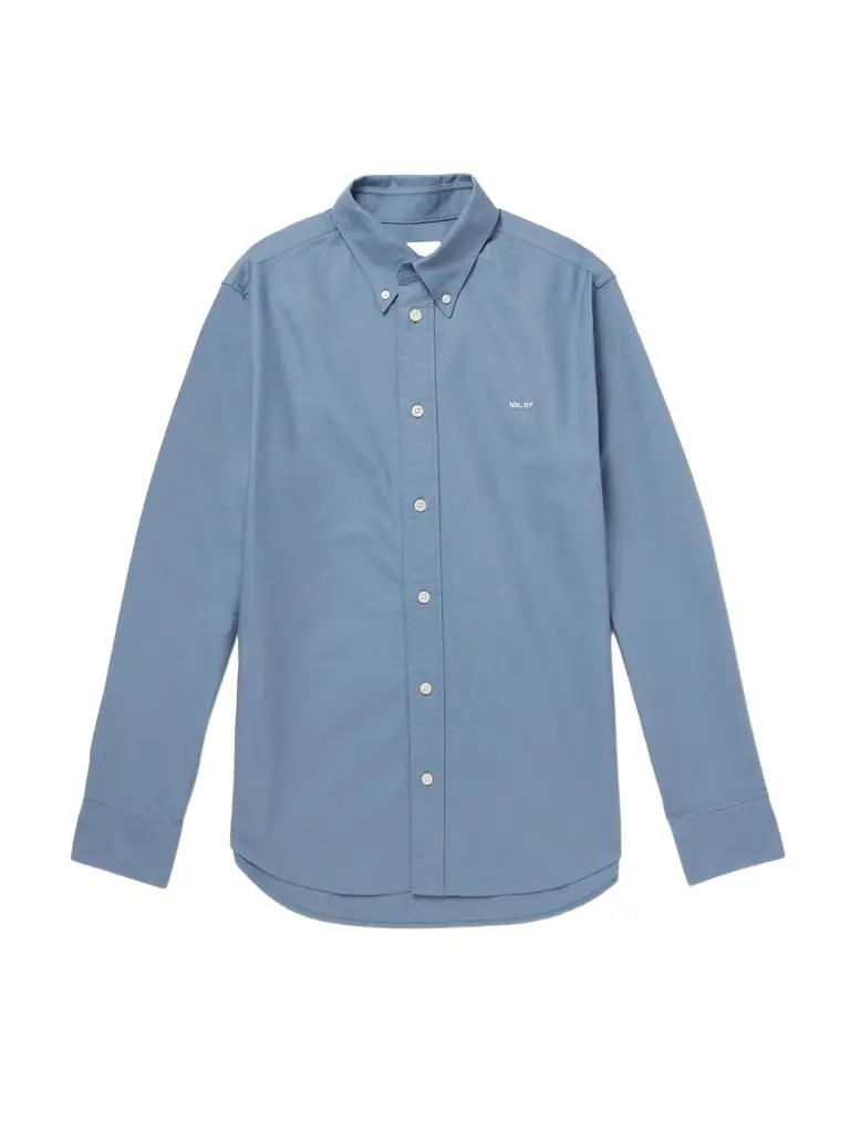 NN07 Colby 5910 Button-Down Collar Logo-Embroidered Organic Cotton Shirt - Men