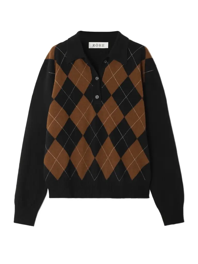 RÓHE Argyle Wool Polo Sweater