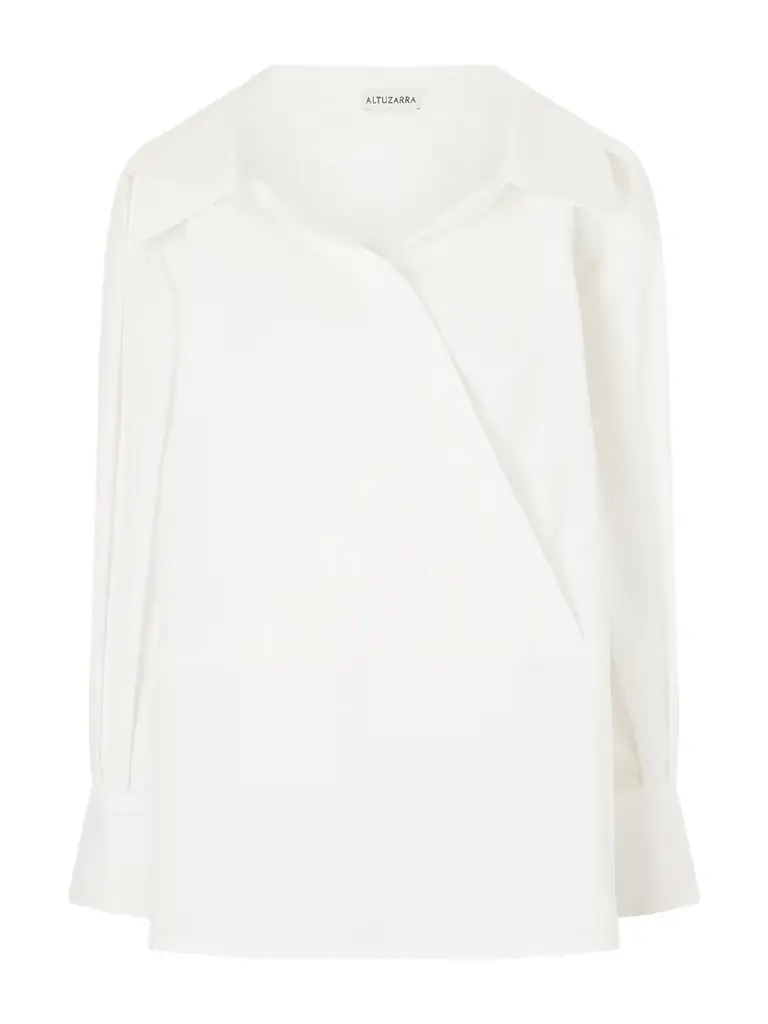 Altuzarra Arthur Wrap-effect Cotton-blend Poplin Blouse
