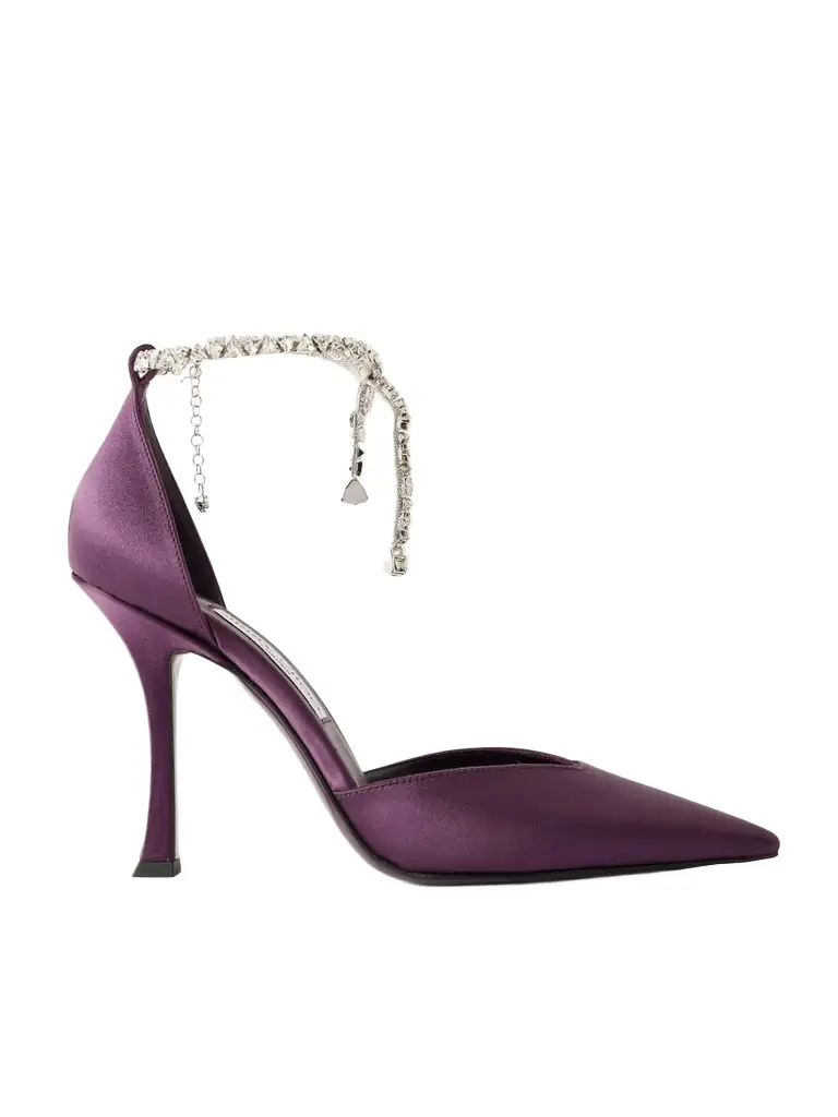 Jimmy Choo Stevie 100 Crystal-embellished Satin Pumps