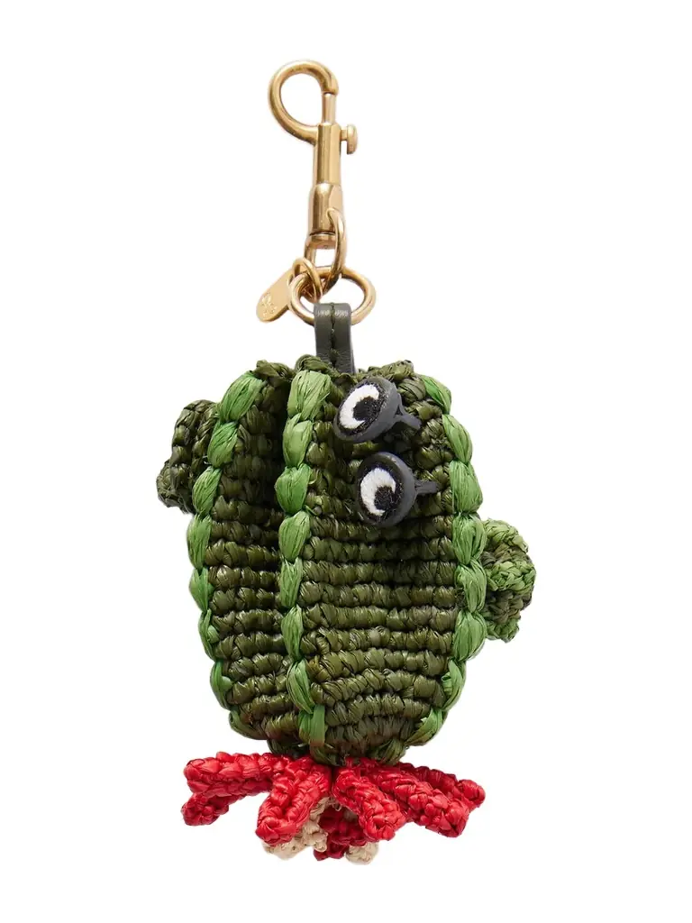 Anya Hindmarch Cactus Gold-tone And Raffia Bag Charm