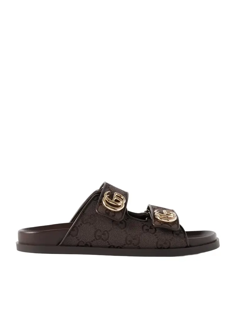 Gucci Embellished Printed Canvas-jacquard Sandals