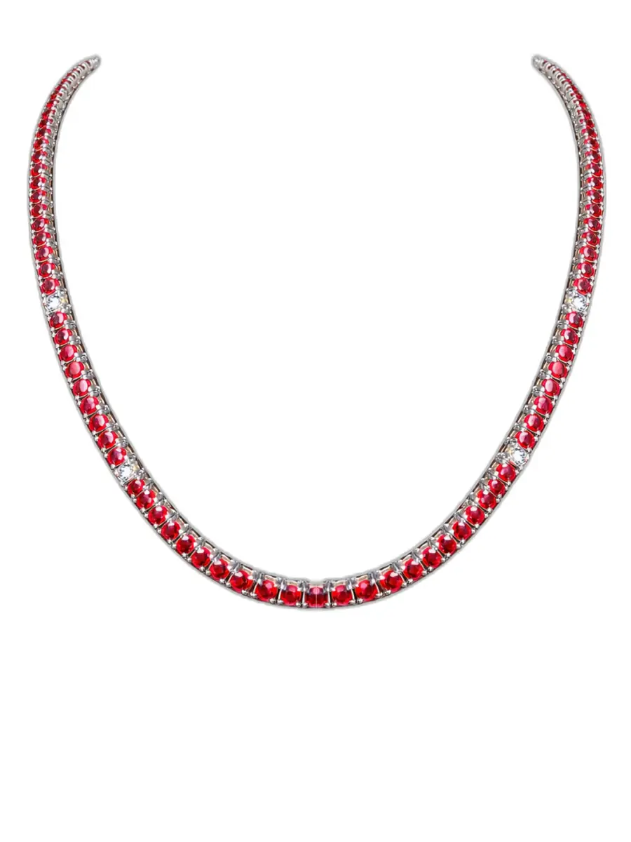 Wish Fine Jewelry 16.20ct Diamond Ruby 14K Gold Tennis Necklace