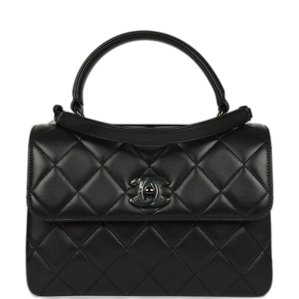 Chanel Chanel Medium Trendy CC Top Handle Flap So Bag Black Lambskin Black Hardware