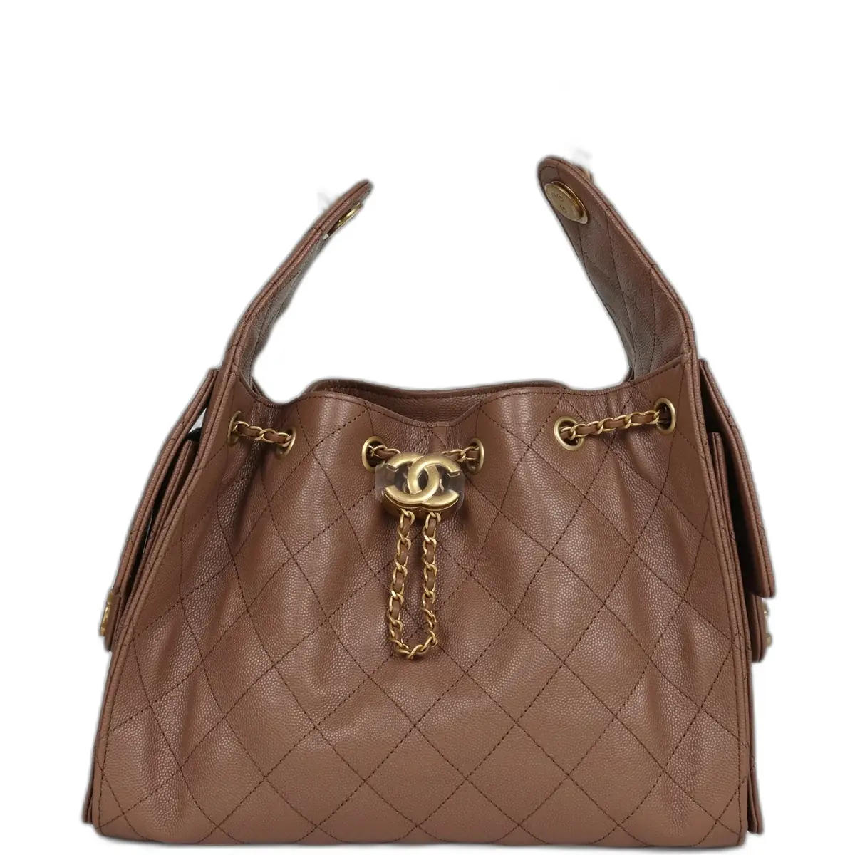 Chanel Chanel Small 25 Hobo Bag Brown Caviar Antique Gold Hardware