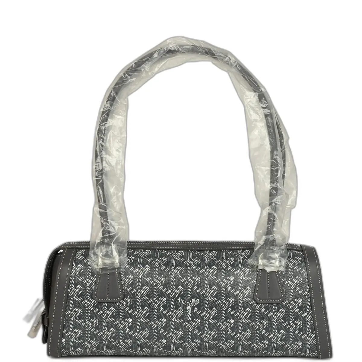 goyard Goyard Goyardine Canvas Bonbonnière Bag Grey Chevroches Calfskin Palladium Hardware