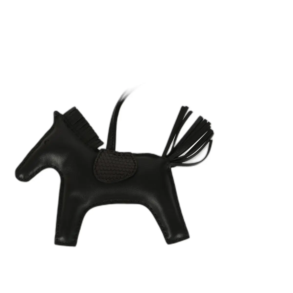 hermes Hermes Rodeo Bag Charm MM So Black Milo Lambskin and Varanus Niloticus Lizard Touch