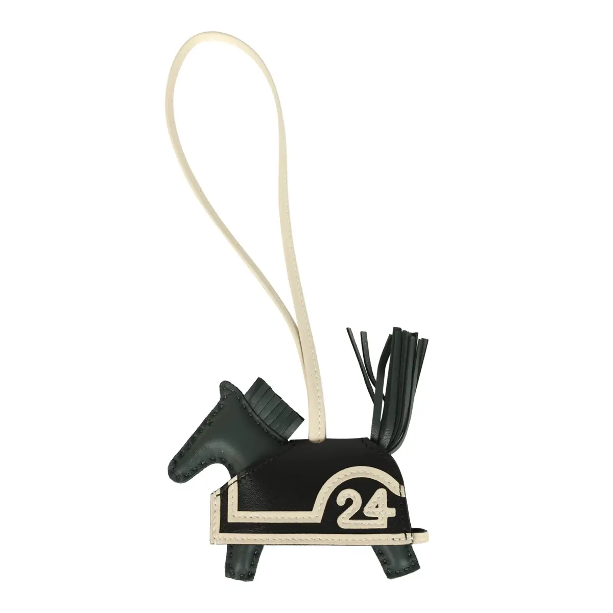 hermes Hermes Rodeo Robeo 24 Charm PM Vert Mangrove, Craie, Black Milo Lambskin