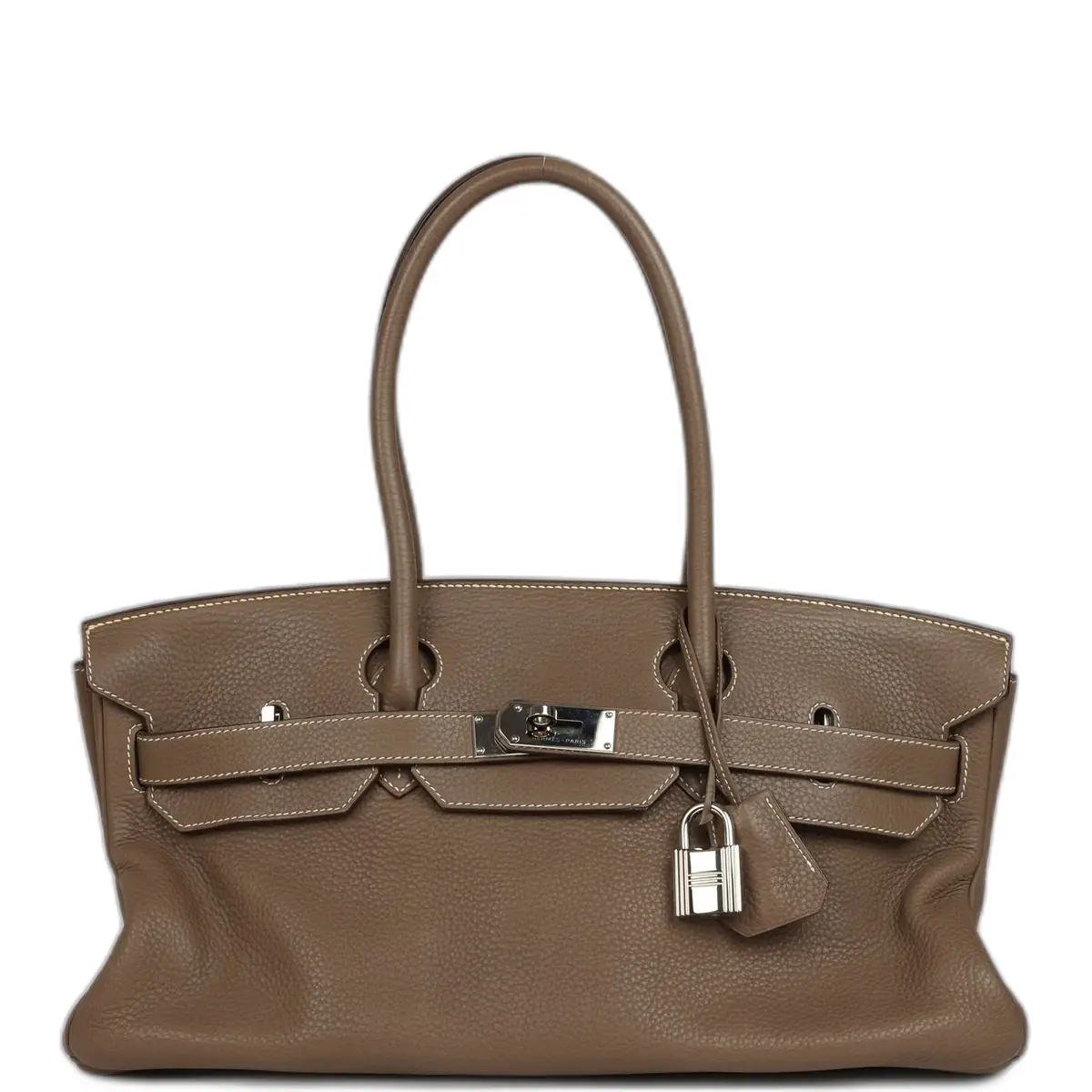 hermes Vintage Hermes Shoulder Birkin 42 JPG Etoupe Clemence Palladium Hardware