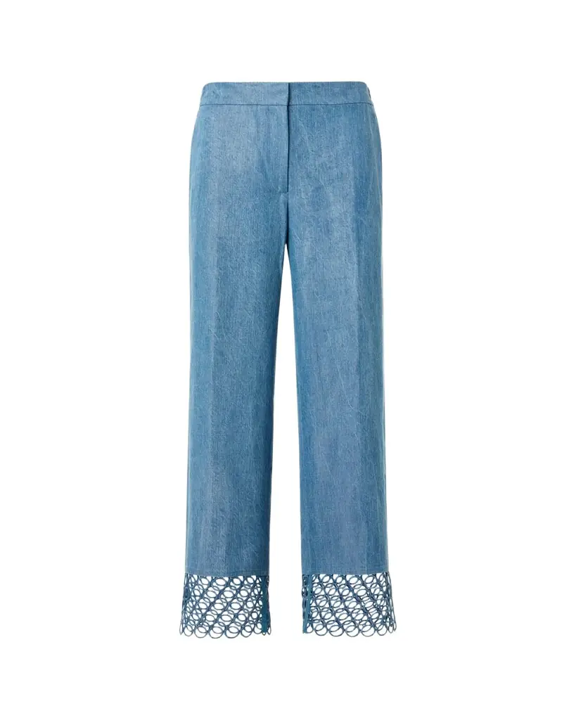 Akris punto Marlon Eyelet Cuffed Straight-Leg Ankle Pants