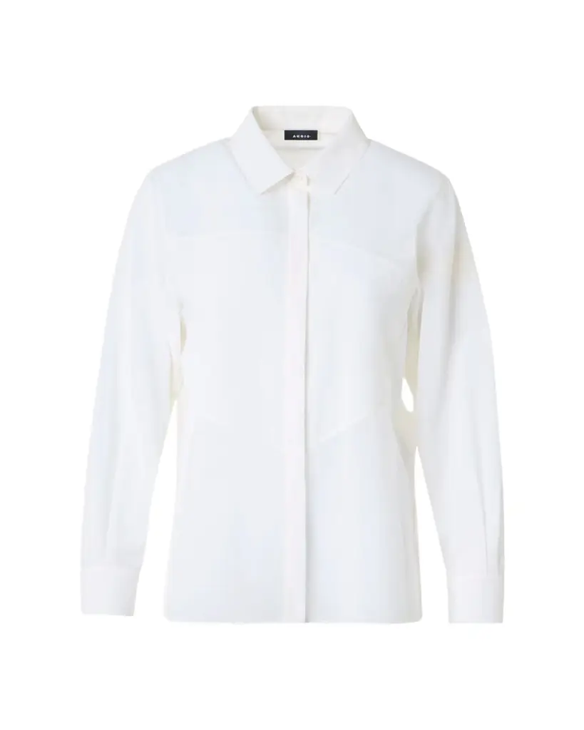 Akris Geometric Paneled Cotton Button-Down Shirt