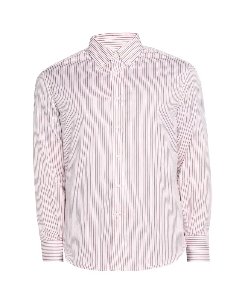 Brunello Cucinelli en's Button-Collar Pinstripe Cotton Sport Shirt