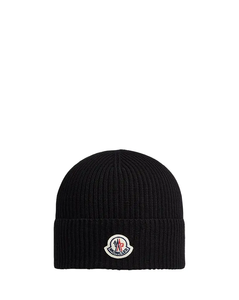 Moncler Men's Logo Cotton Rib Beanie Hat