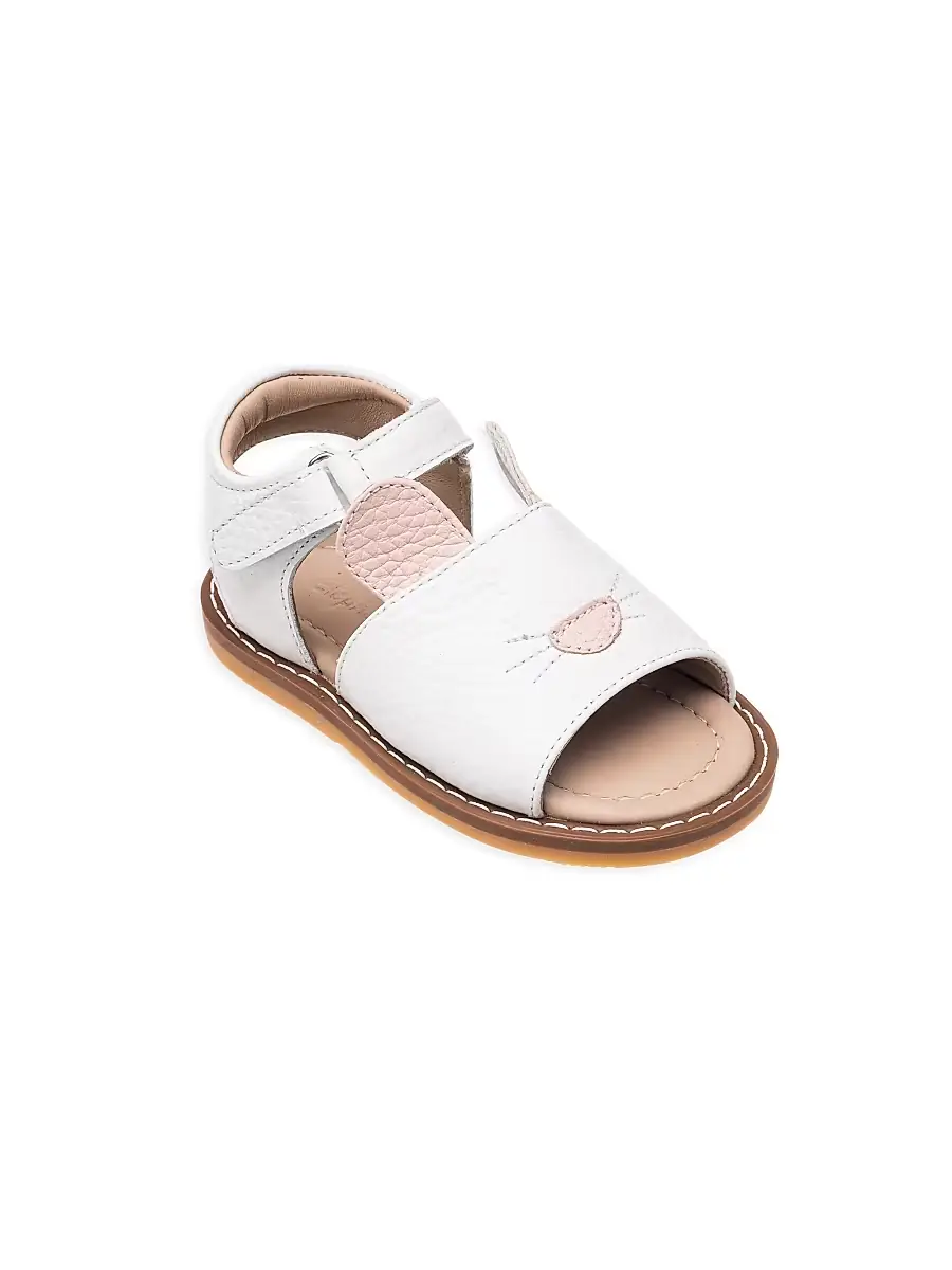 Elephantito Little Girl's 4-6.5 Toddler Bunny Sandal - White 6.5 (Baby)