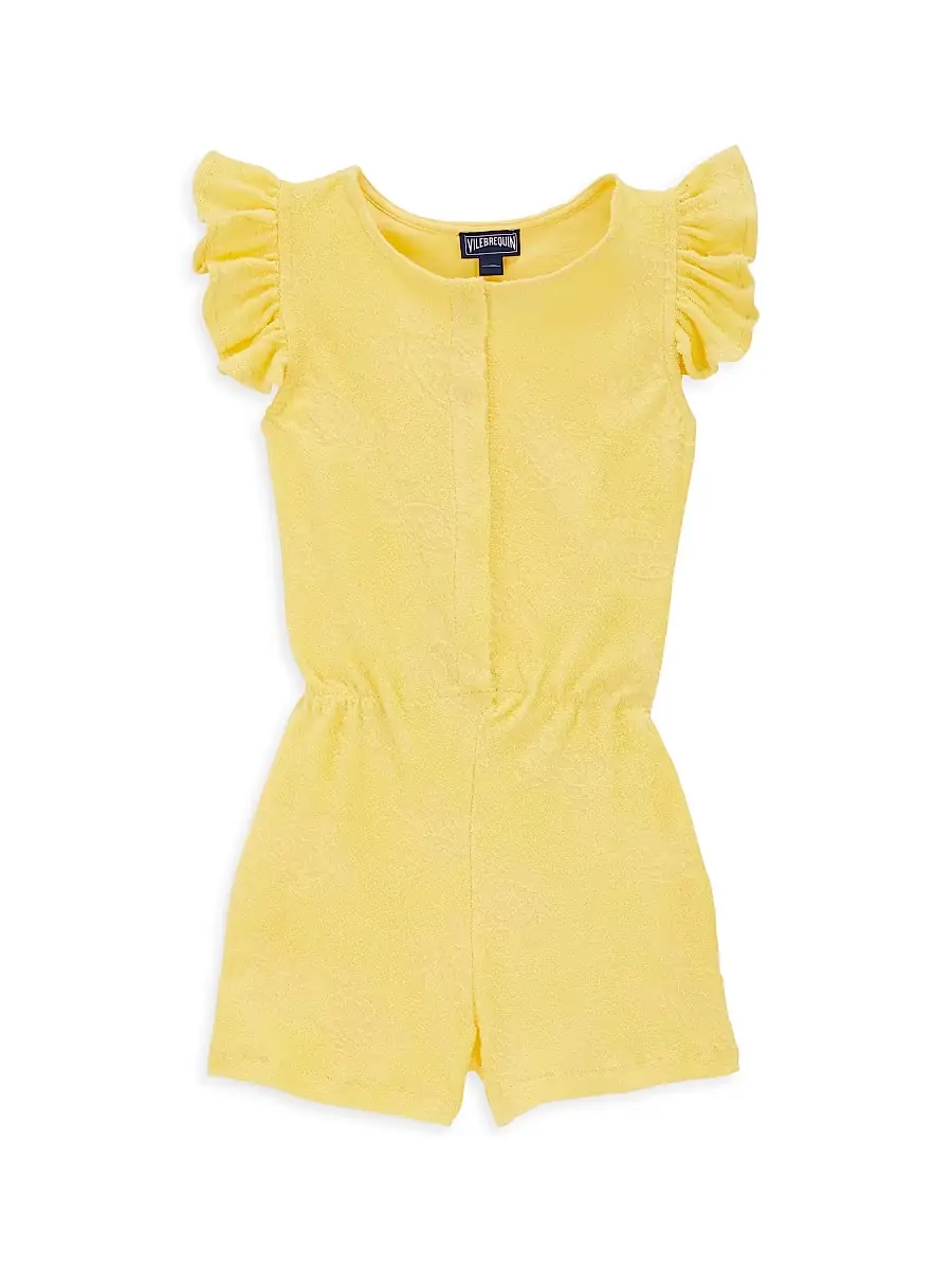 Vilebrequin Little Girl's & Girl's Turtle Terry Cloth Jacquard Romper - Popcorn
