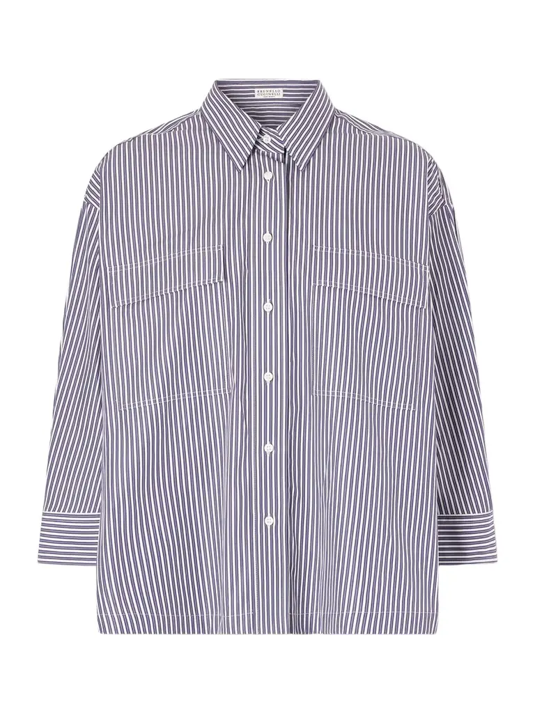 Brunello Cucinelli Striped Cotton-poplin Shirt