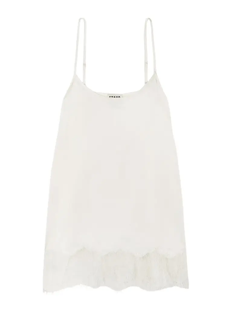 Staud Chloe Lace-trimmed Silk-blend Satin Camisole