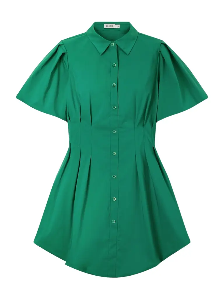 Simkhai Cleo Pleated Cotton-blend Poplin Mini Dress