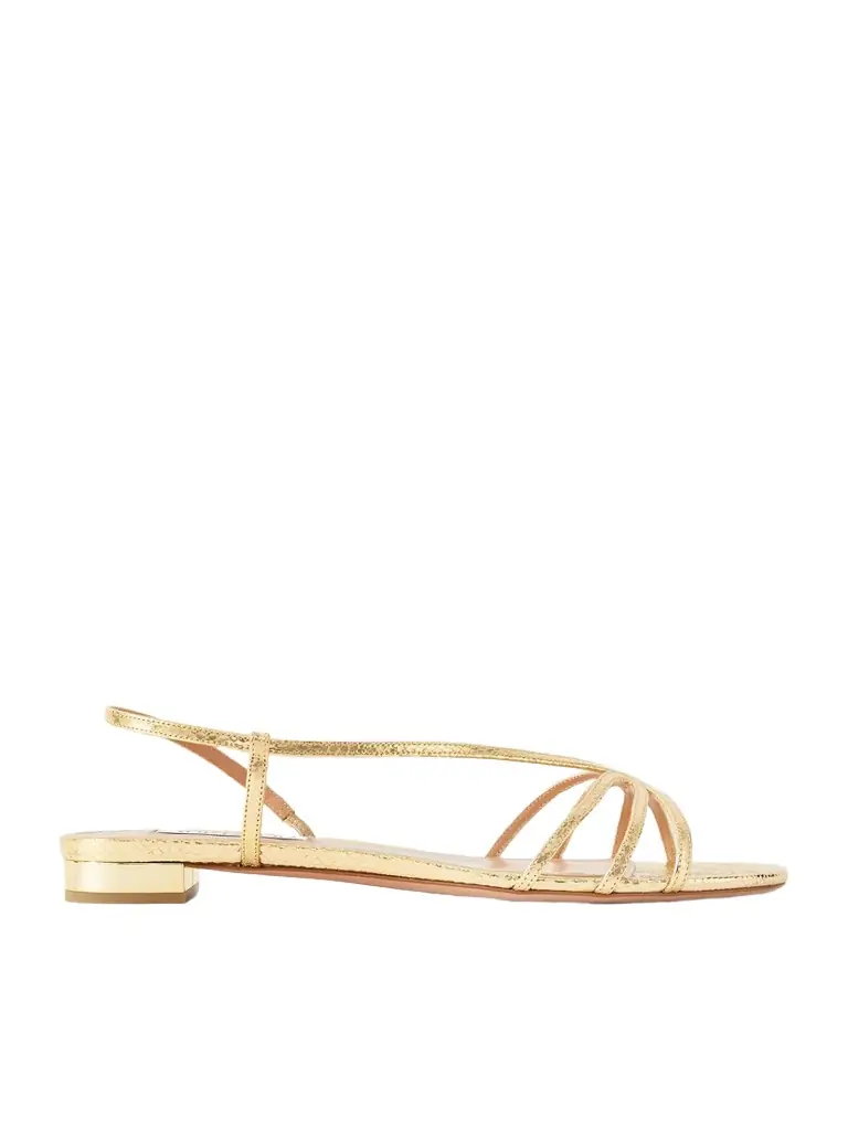Aquazzura Talk To Me Snake-effect Metallic Leather Slingback Sandals