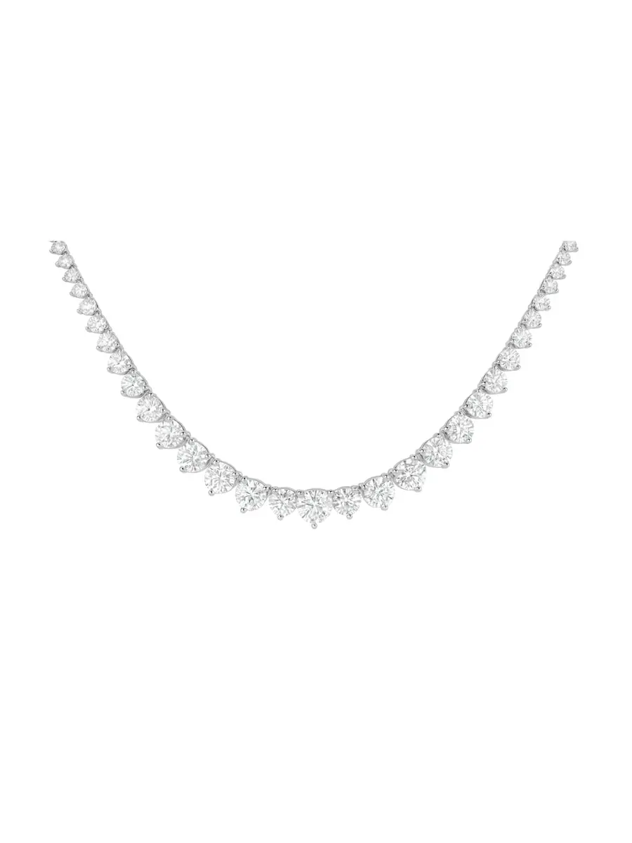 Wish Fine Jewelry 16.67ct Diamond 18K Gold Graduated Tennis Necklace