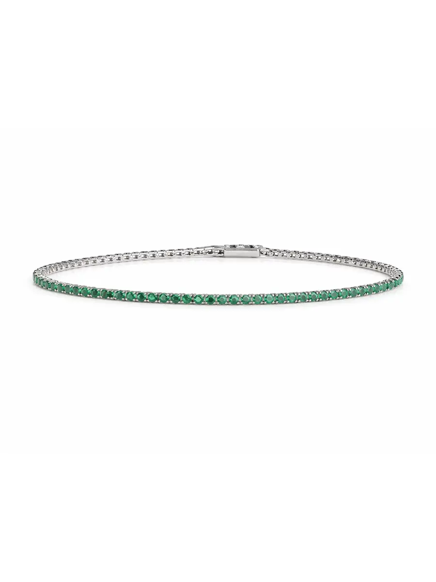 Wish Fine Jewelry 2.12ct Emerald 18K Gold Dainty Tennis Bracelet