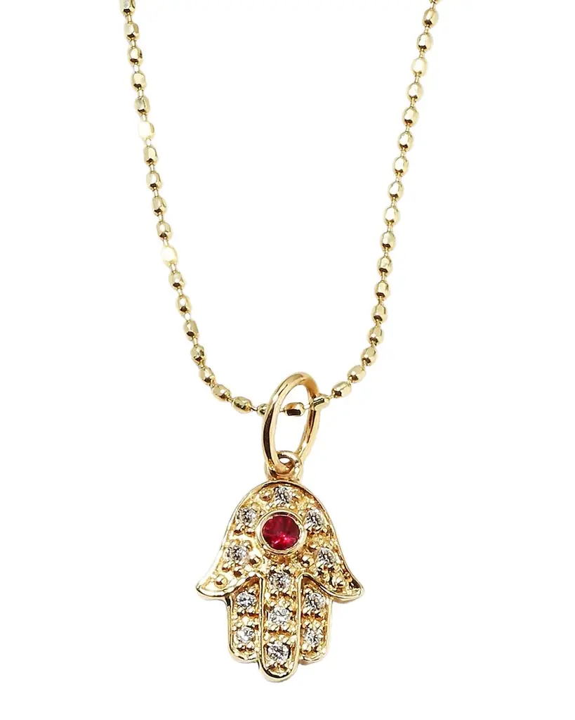 Sydney Evan 14k Gold Diamond Hamsa Pendant Necklace