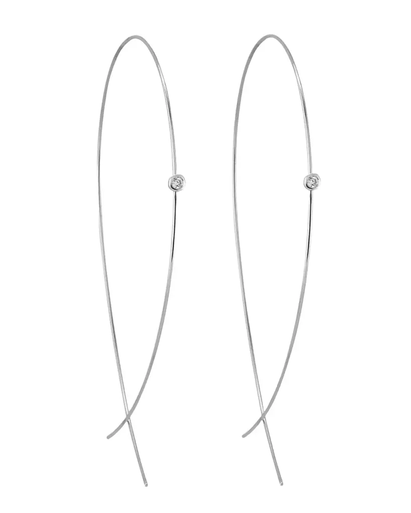 LANA 14K Gold Large Upside Down Hoops with Diamonds