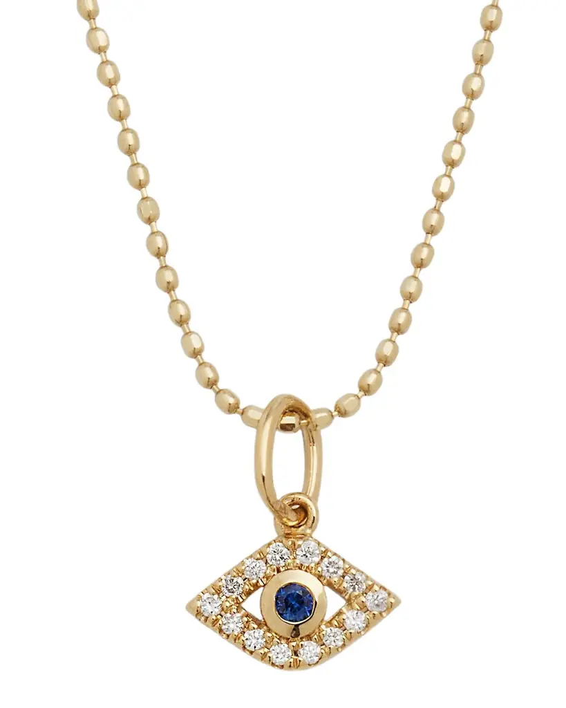 Sydney Evan 14k Gold Tiny Evil Eye Charm Necklace
