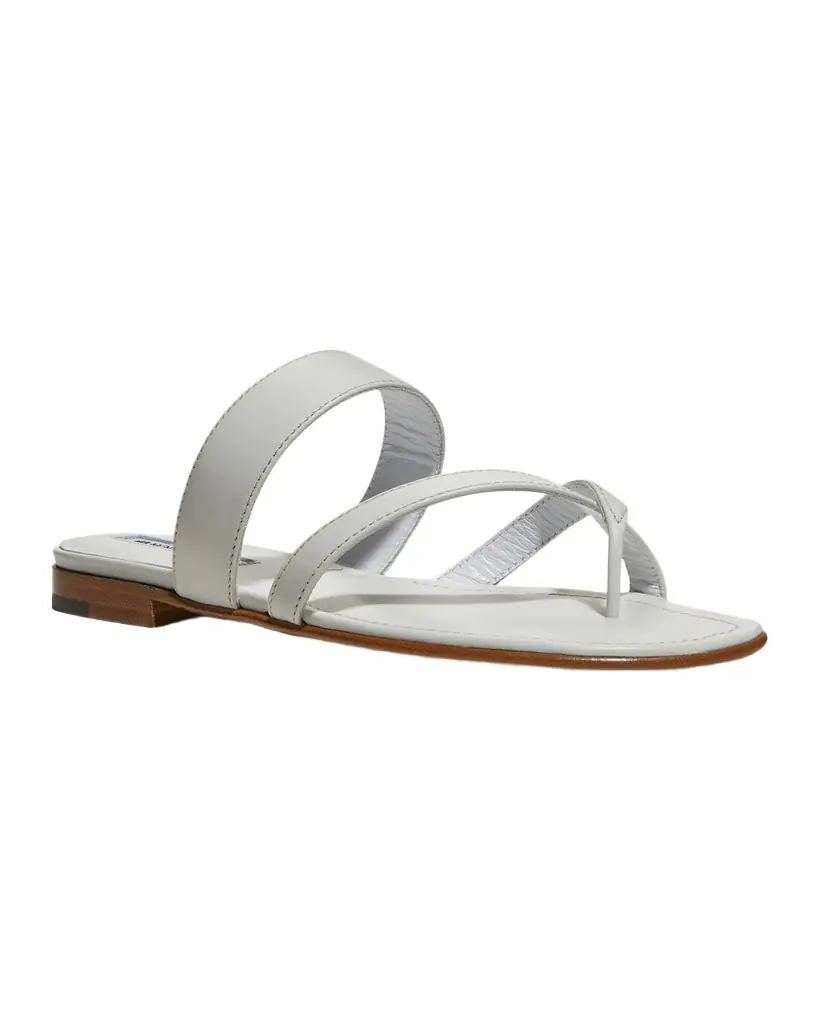 Manolo Blahnik Susa Flat Leather Sandals