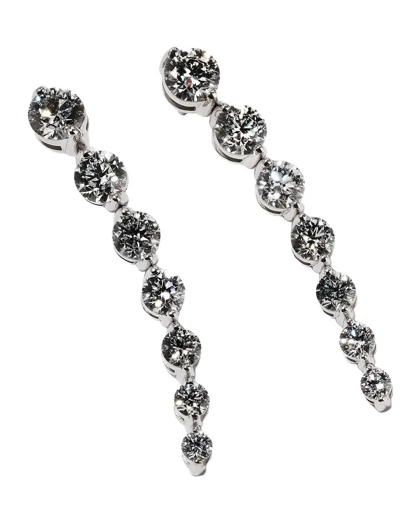 Neiman Marcus Diamonds 18k White Gold Diamond Graduate Dangle Earrings, 8tcw, 2"L