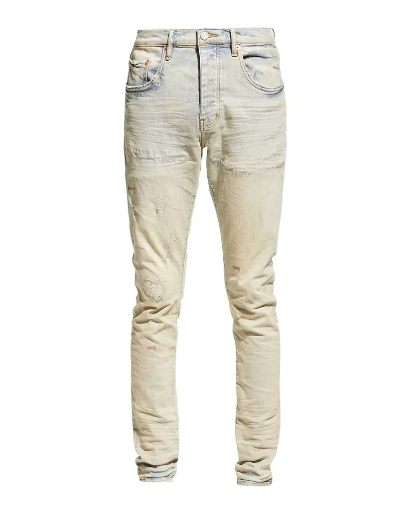 PURPLE Men 's P001 Superlight Oil Repair Skinny Jeans