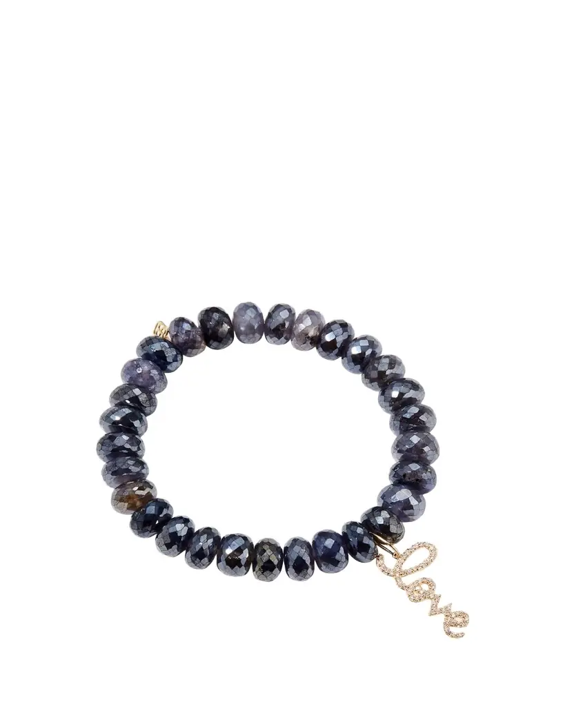 Sydney Evan Medium Love Script on 10mm Iolite Bracelet